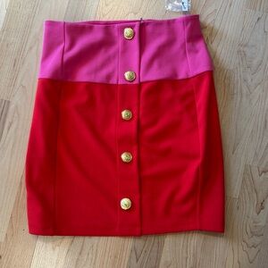 ASOS Pink and Red Mini Skirt with Gold Buttons